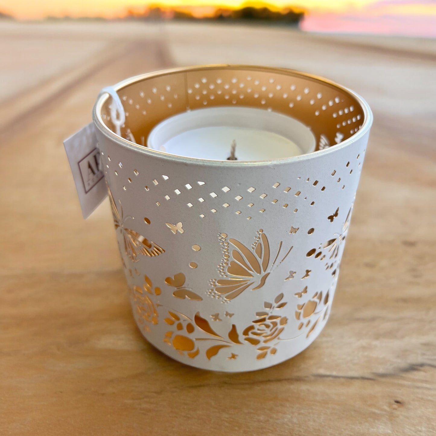 White & Gold Candle Holder/Melt Burner - Butterflies