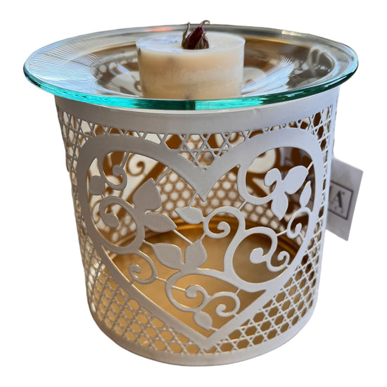 White & Gold Candle Holder/Melt Burner - Doves